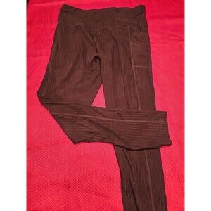 Lildy Sport Women’s Black Stretch Active Wear Ribbed Knit Leggings Size L-XL